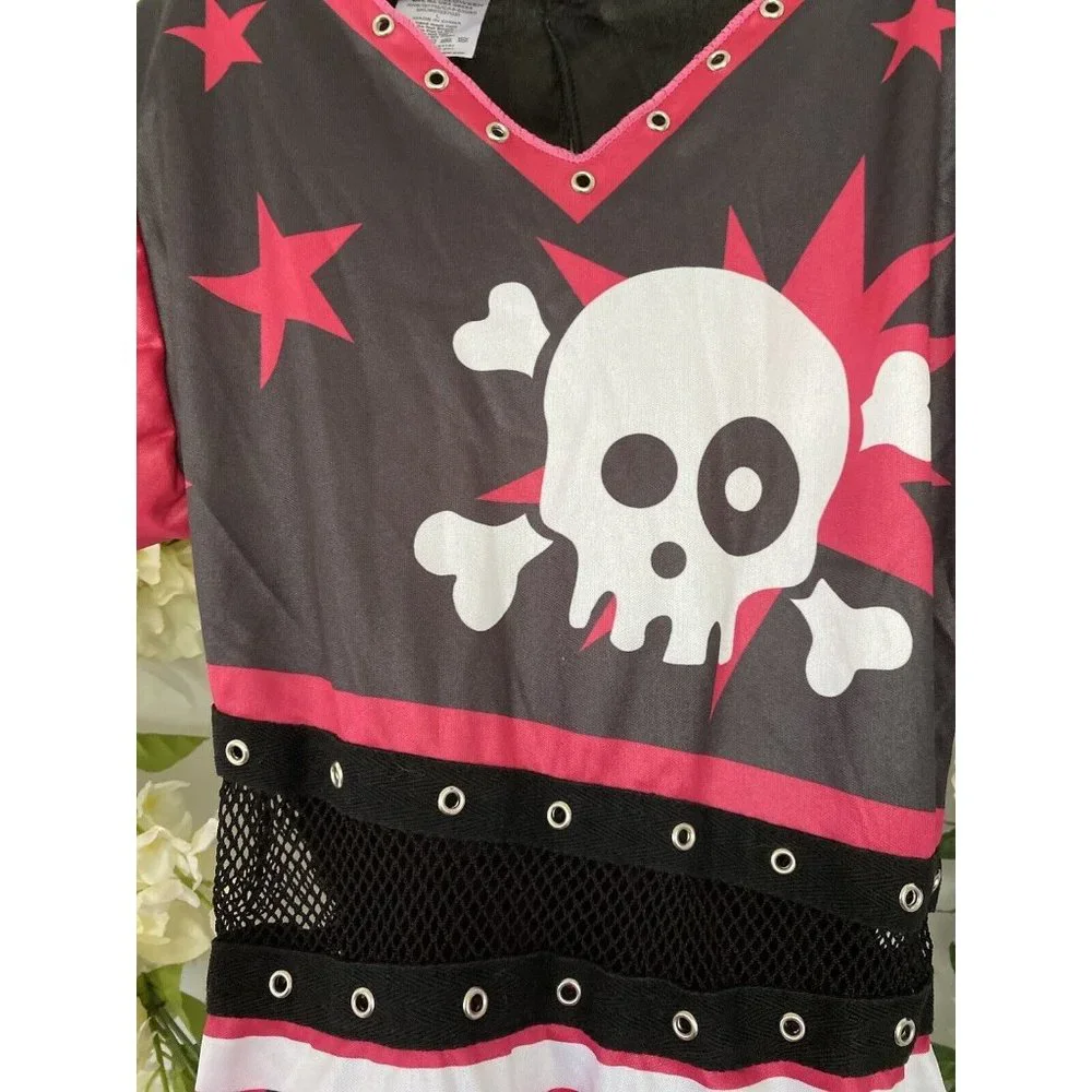 Girls Spirit Halloween Tween Pirate Dress with Skull Size Large‎ Hot Pink Black